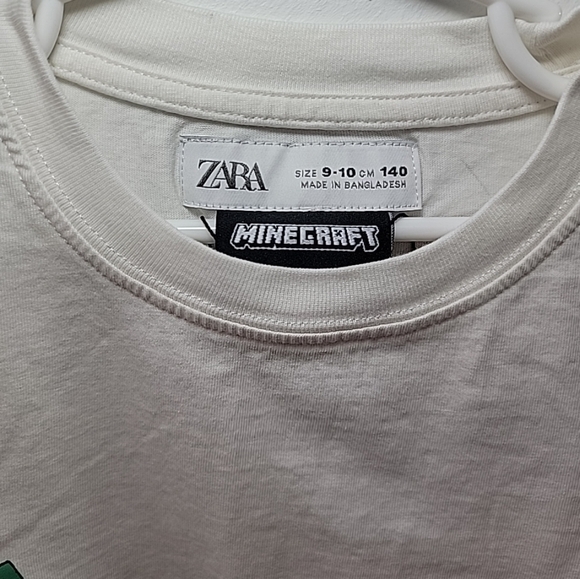 Zara + Minecraft boys size 9-10 white cotton Gamer Long Sleeve T-Shirt - Picture 3 of 3